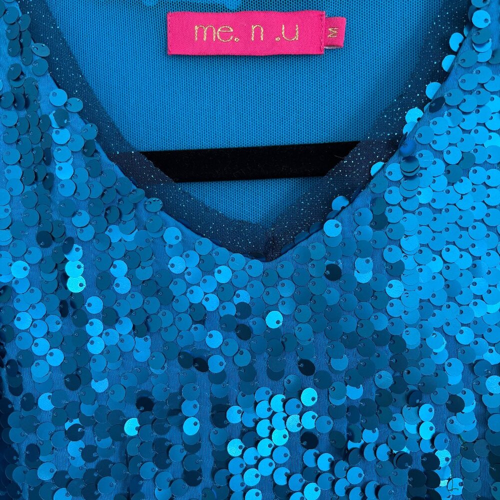 Girls Blue Sequin Party Dress by ME.N U Size Med. EXCELLENT CONDITION - Picture 3 of 7